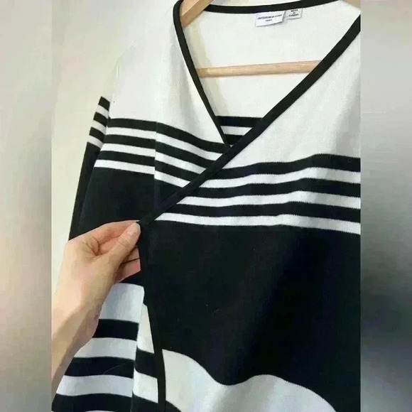 Jacqueline de Yong Womens Striped Black White Open Preppy Prep Sweater Small - Picture 8 of 13